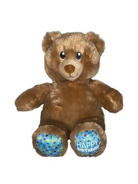 Build-A-Bear Plush Happy Birthday Brown Teddy 15" Stuffed Animal Toy
